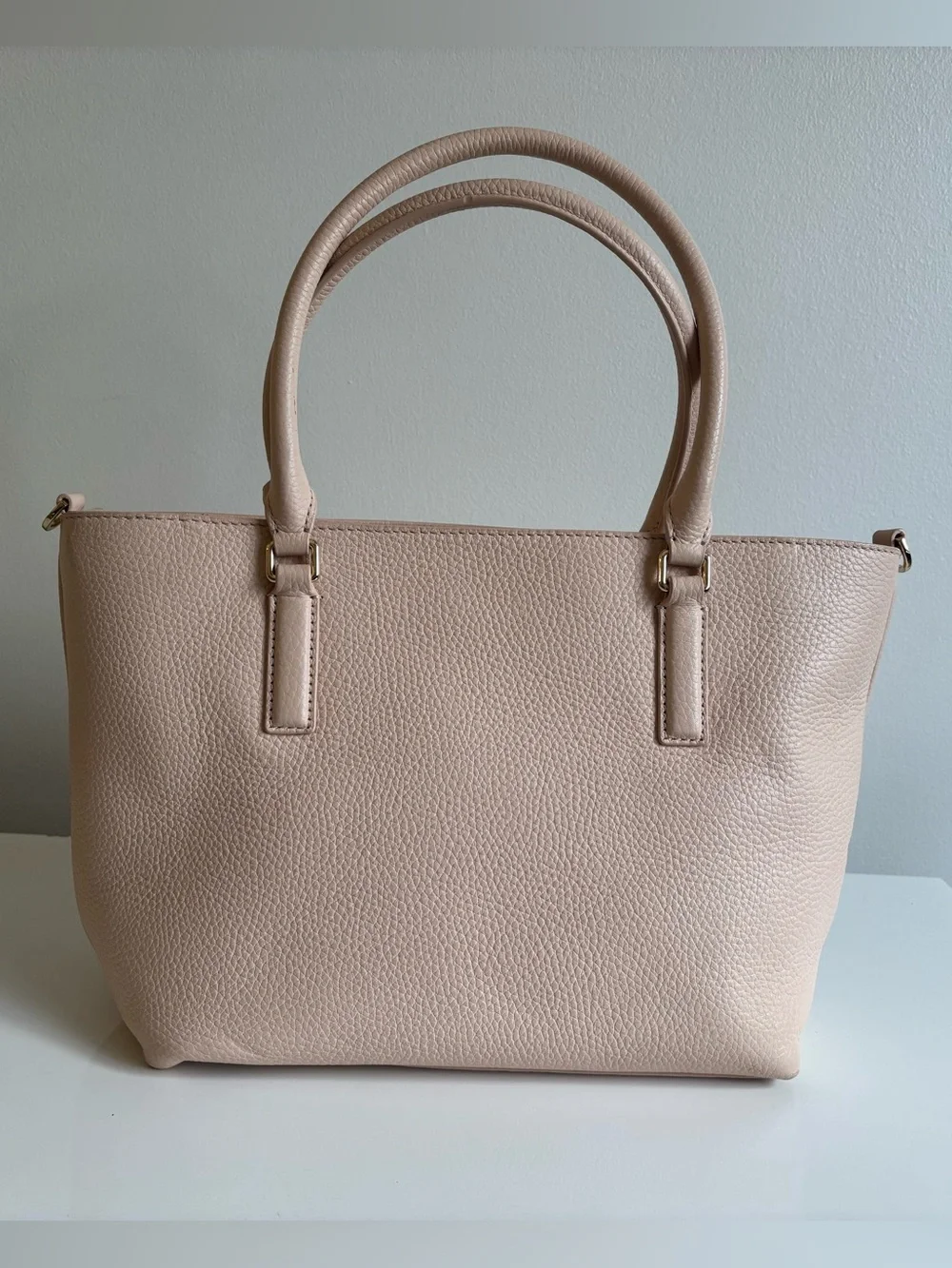 Tory Burch Blush Leather Mules with Gold Zipper Detail